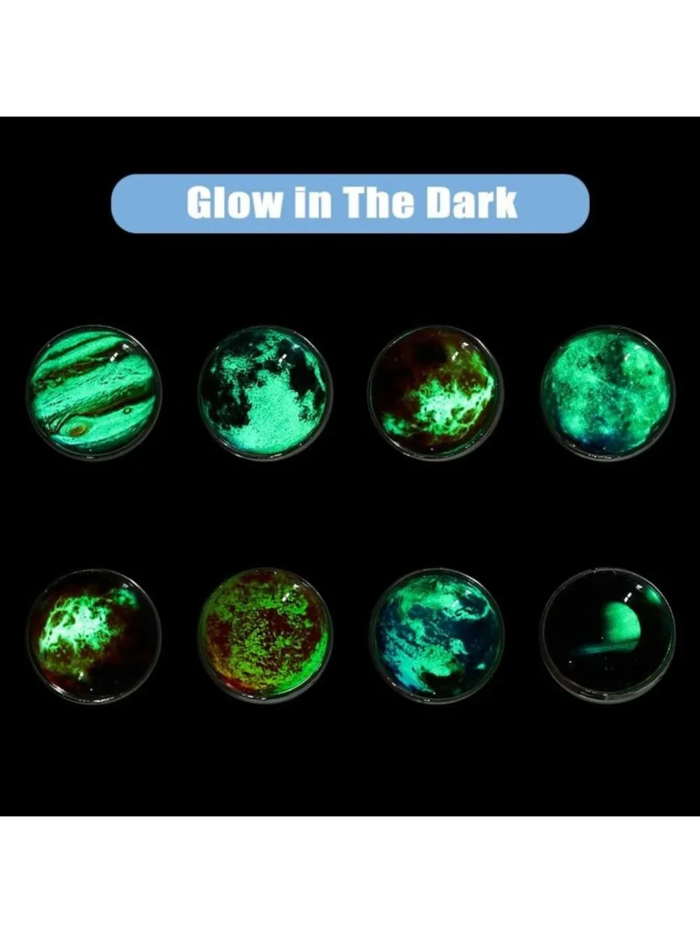 Glow in the Dark Planet Keychain Set - 8Pcs Solar System Keyring for Bags & DIY